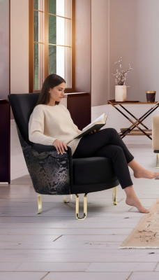 Luxury Design Armchair 1-Seater Textile Lounge Club Upholstered Furniture