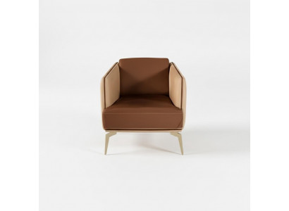 Modern armchair, single seater, brown upholstered chair, 1 seater, fabric upholstery.