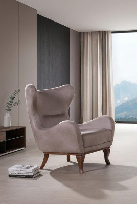 Modern armchair, single-seater designer, 1-seater, upholstered fabric, beige.