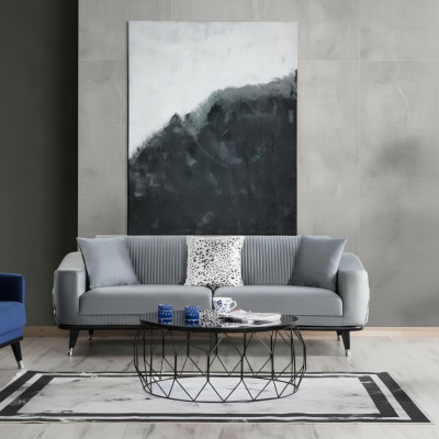 Gray Designer Couch Sofa Velvet Three-Seater Luxury Couches Furniture Sofas Fabric Textile