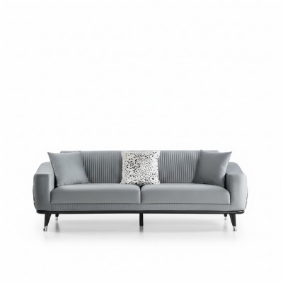 Gray Designer Couch Sofa Velvet Three-Seater Luxury Couches Furniture Sofas Fabric Textile