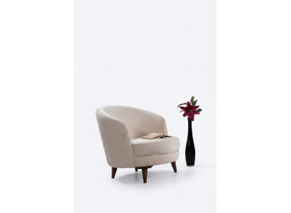 Beige elegant armchair single-seater design living room upholstered furniture