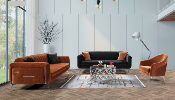 Sofa set 3+3+1 seater sofas armchair luxury fabric living room design