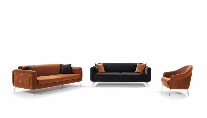 Sofa set 3+3+1 seater sofas armchair luxury fabric living room design