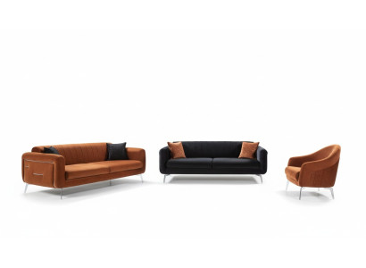 Sofa set 3+3+1 seater sofas armchair luxury fabric living room design