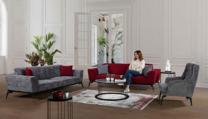 Sofa set 331 seat cushion sofa living landscape furniture red grey