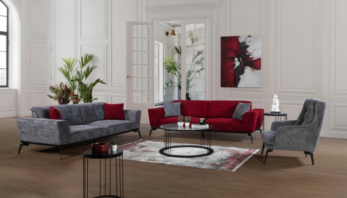 Sofa set 331 seat cushion sofa living landscape furniture red grey