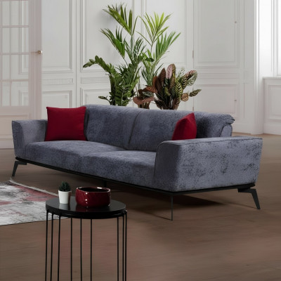 Sofa 3-seater sofas fabric gray textile upholstery living room textile gray