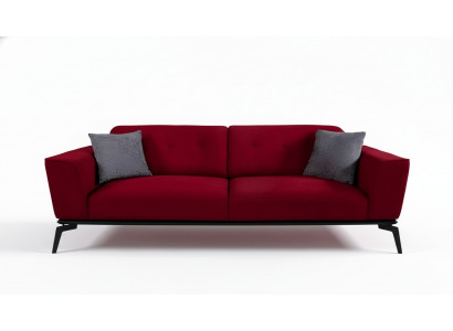 Modern sofa 3-seater textile burgundy couch upholstery three-seater red