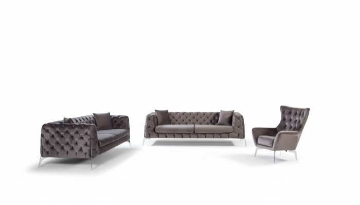 Sofa set taupe armchair three-seater 331 seating set Chesterfield