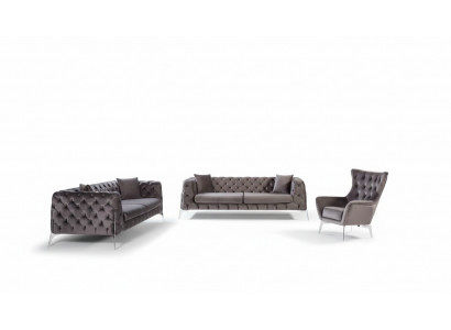 Sofa set taupe armchair three-seater 331 seating set Chesterfield
