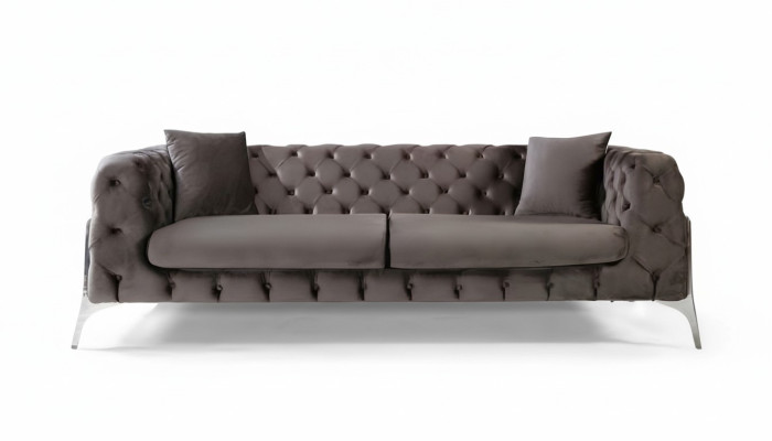 Chesterfield gray sofa 3-seater living room sofas fabric upholstery