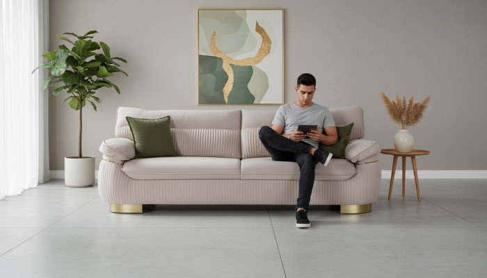 Modern sofas 3-seater soft couch upholstery design living room beige