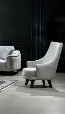 Modern living room armchair single-seater design wood color gray textile