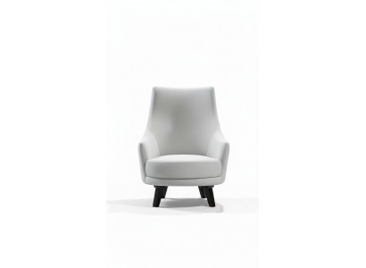 Modern living room armchair single-seater design wood color gray textile