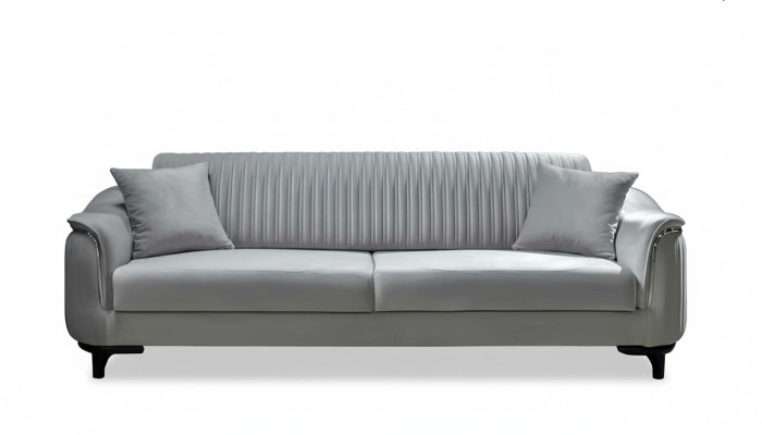 Gray couch living room three-seater cushion sofa furniture velvet wood