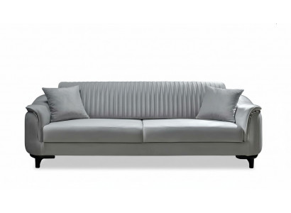 Gray couch living room three-seater cushion sofa furniture velvet wood