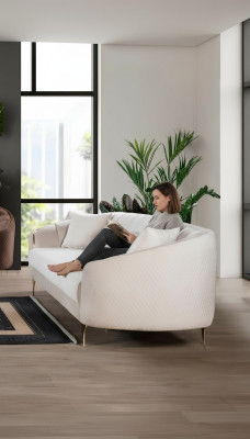 Sofa 3-seater textile sofas couch upholstery furniture modern three-seater beige velvet