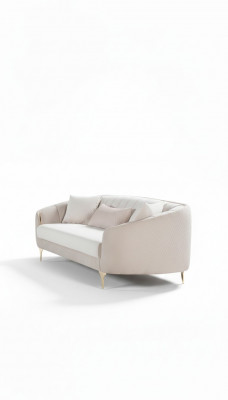 Sofa 3-seater textile sofas couch upholstery furniture modern three-seater beige velvet