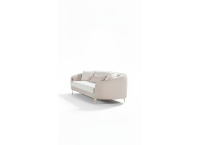 Sofa 3-seater textile sofas couch upholstery furniture modern three-seater beige velvet