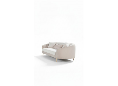 Sofa 3-seater textile sofas couch upholstery furniture modern three-seater beige velvet