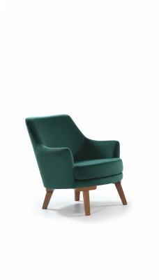 Living room armchair, 1-seater, fabric polyester, modern style design, green color.