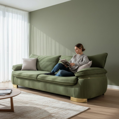 Modern textile sofas 3-seater couch upholstered furniture color green