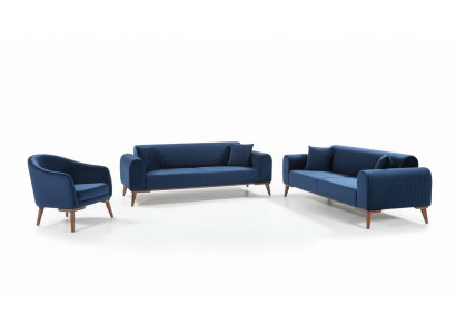 Sofa set 3+3+1 seater sofa armchair royal blue couch velvet 3-piece