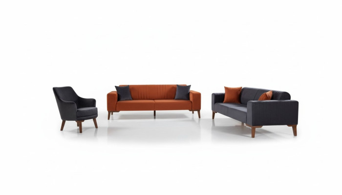 Sofa set 3+3+1 seat fabric 3-piece couch set upholstery textile