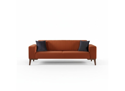 Orange three-seater couch elegant sofa seating furniture living room velvet