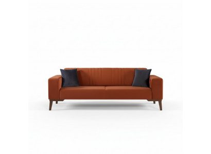 Orange three-seater couch elegant sofa seating furniture living room velvet