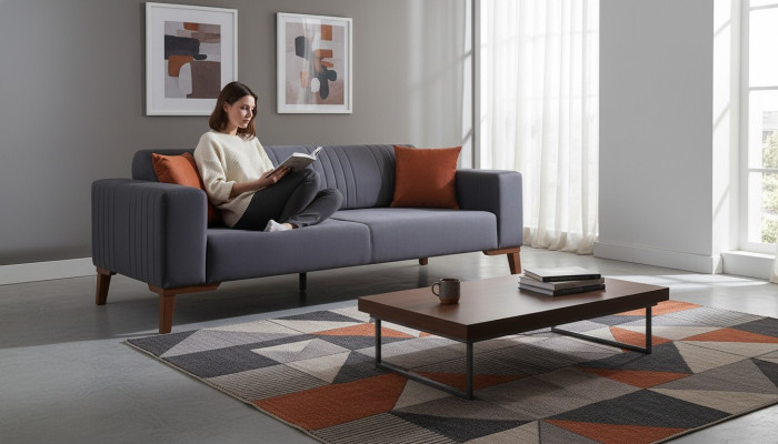 Gray three-seater couch sofas sofa elegant seating furniture sofa living room velvet