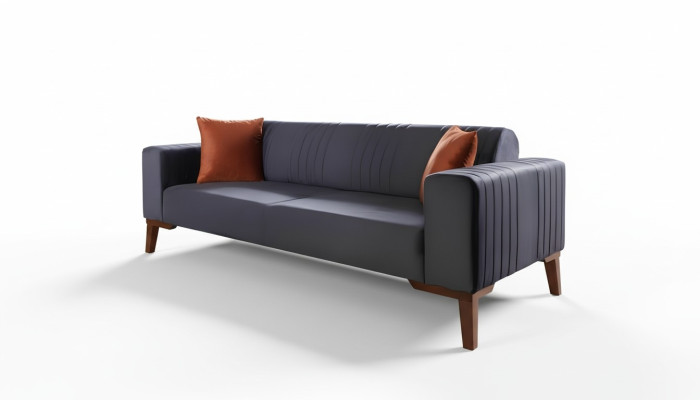 Gray three-seater couch sofas sofa elegant seating furniture sofa living room velvet