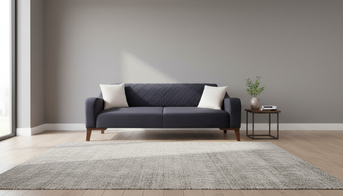 Elegant black three-seater couch sofa living room seating velvet