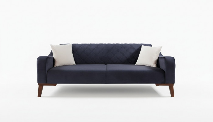 Elegant black three-seater couch sofa living room seating velvet