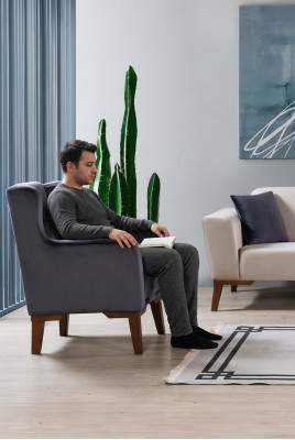 Luxury armchair 1-seater designer armchair single-seater textile upholstered furniture.