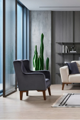 Luxury armchair 1-seater designer armchair single-seater textile upholstered furniture.