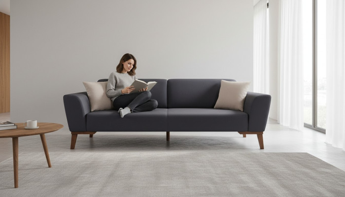 Luxury Sofa 3-Seater Designer Couches Three-Seater Upholstered Furniture Textile