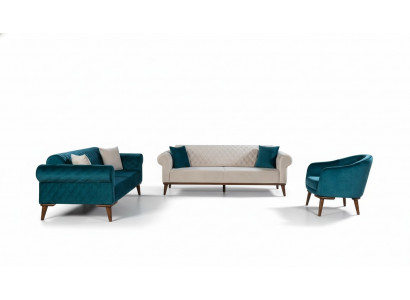 Luxury Sofa Set 3+3+1 Seating Three-Seater Sofa Fabric Textile Style Armchair