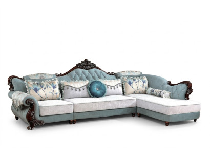 Classic Textile Couch Chesterfield Corner Sofa Corner Upholstery Upholstered Sofa