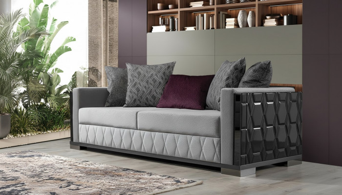 Luxury Sofa Three-Seater 3 Seat Sofas Gray Living Room Couch Fabric Design