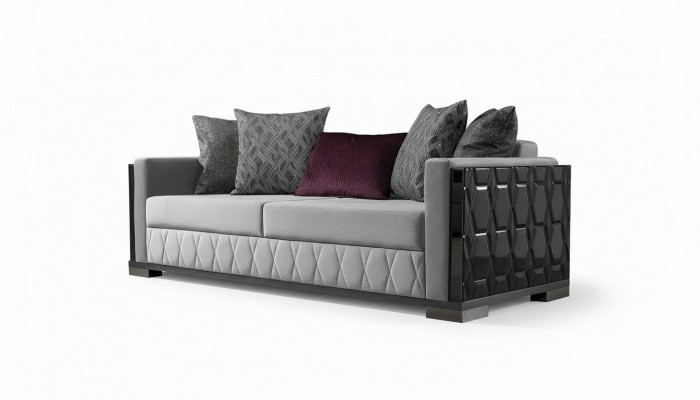 Luxury Sofa Three-Seater 3 Seat Sofas Gray Living Room Couch Fabric Design