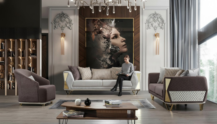 Sofa set 3+3+1 seater sofa armchair sofas modern brown new