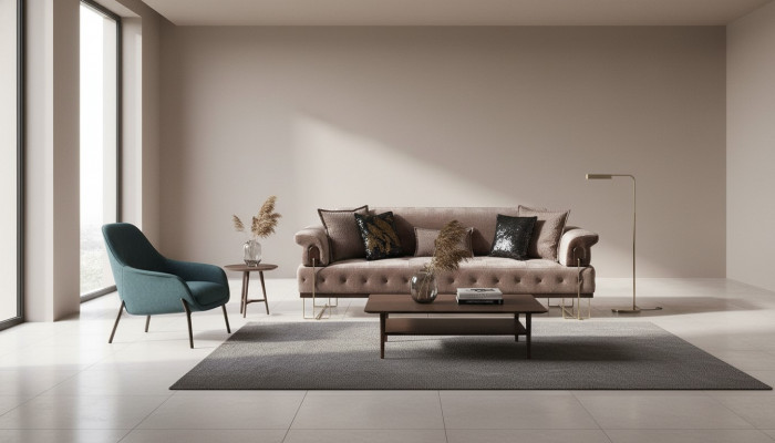 Luxury three-seater brown sofa 3-seater sofas design modern design furniture