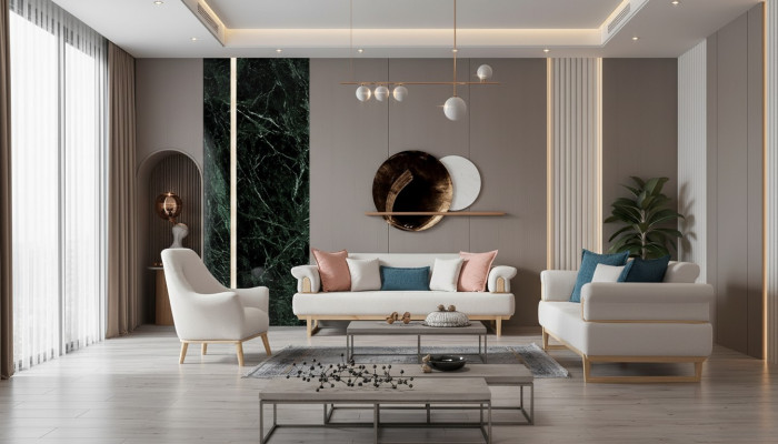 Modern sofa set 3+3+1 seater set sofas armchair wood with fabric