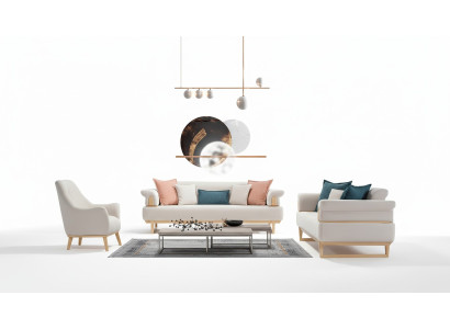 Modern sofa set 3+3+1 seater set sofas armchair wood with fabric