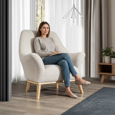 Relax Club Chair 1 Seater White Living Room Luxury Design Furniture Textile