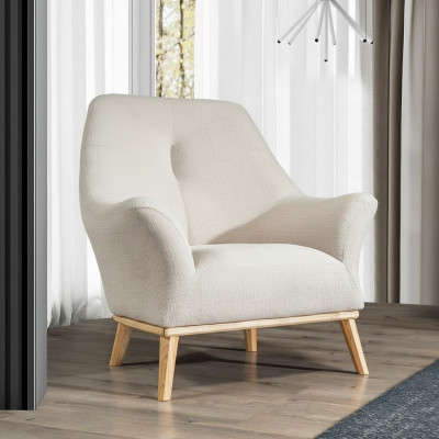 Relax Club Chair 1 Seater White Living Room Luxury Design Furniture Textile