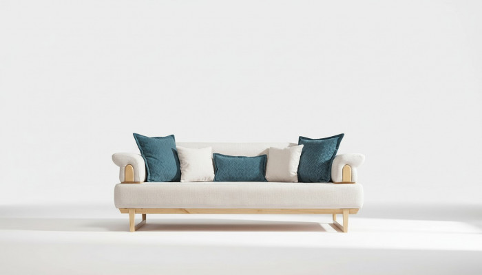 Luxury Three-Seater White Sofa 3-Seater Sofas Design Modern Design Furniture