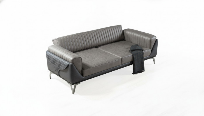 Sofa 3-seater couch wooden furniture sofas couch wood leather imitation 240cm